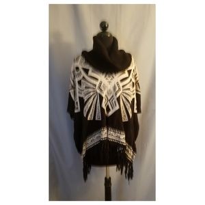 Flying Tomato Aztec Cowl Neck Poncho